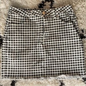 Black and white checkered skirt